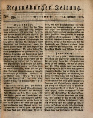 Regensburger Zeitung Mittwoch 14. Februar 1816