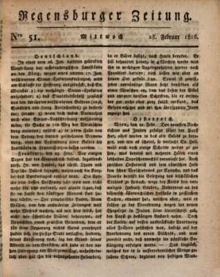 Regensburger Zeitung Mittwoch 28. Februar 1816