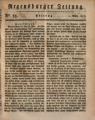 Regensburger Zeitung Freitag 1. März 1816