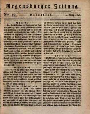 Regensburger Zeitung Samstag 2. März 1816