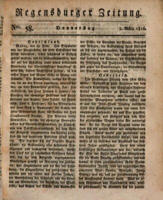 Regensburger Zeitung Donnerstag 7. März 1816