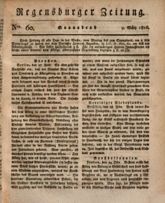 Regensburger Zeitung Samstag 9. März 1816