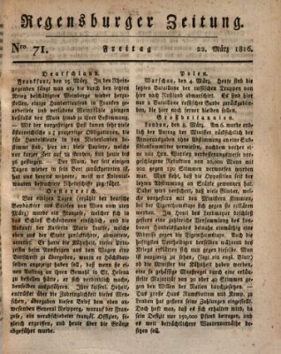 Regensburger Zeitung Freitag 22. März 1816