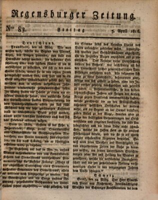 Regensburger Zeitung Freitag 5. April 1816