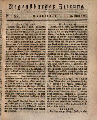 Regensburger Zeitung Donnerstag 11. April 1816