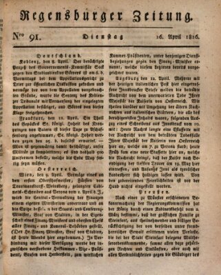 Regensburger Zeitung Dienstag 16. April 1816