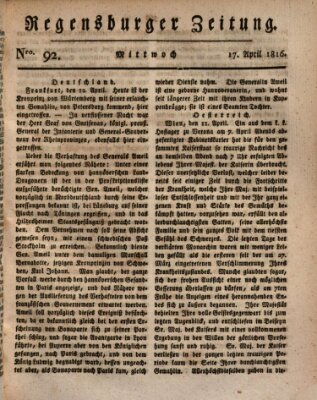 Regensburger Zeitung Mittwoch 17. April 1816