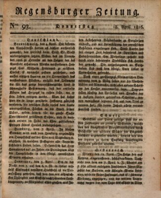 Regensburger Zeitung Donnerstag 18. April 1816