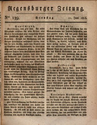 Regensburger Zeitung Dienstag 11. Juni 1816