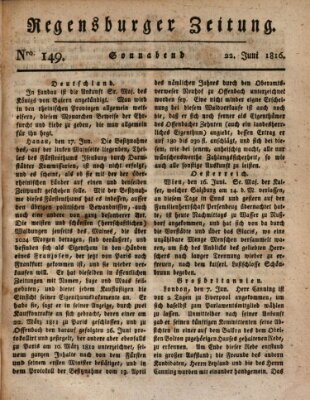 Regensburger Zeitung Samstag 22. Juni 1816