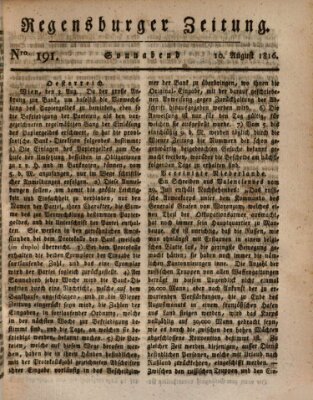 Regensburger Zeitung Samstag 10. August 1816