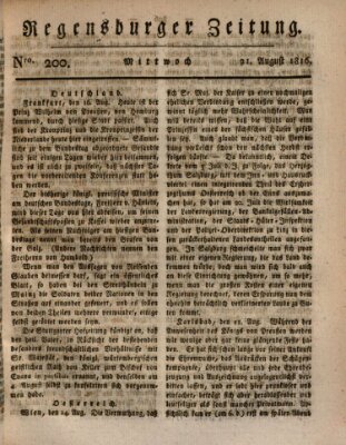 Regensburger Zeitung Mittwoch 21. August 1816