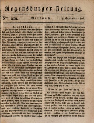 Regensburger Zeitung Mittwoch 4. September 1816