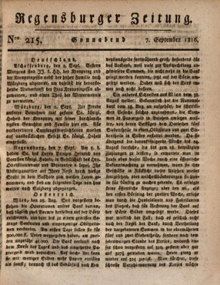 Regensburger Zeitung Samstag 7. September 1816