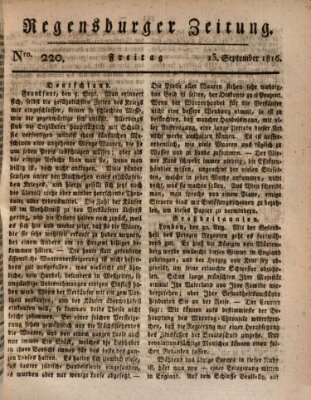 Regensburger Zeitung Freitag 13. September 1816