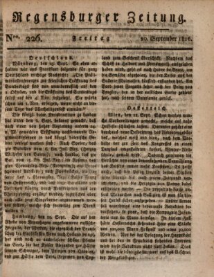 Regensburger Zeitung Freitag 20. September 1816