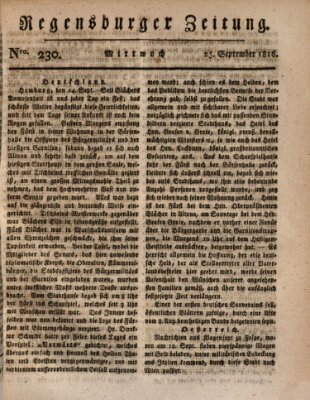 Regensburger Zeitung Mittwoch 25. September 1816