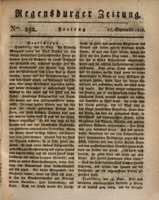 Regensburger Zeitung Freitag 27. September 1816