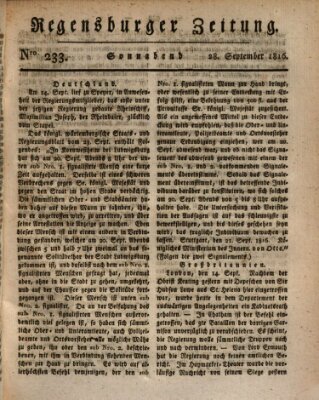 Regensburger Zeitung Samstag 28. September 1816