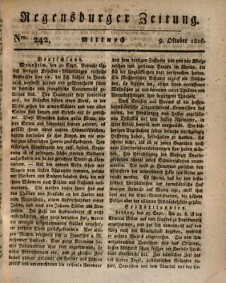 Regensburger Zeitung Mittwoch 9. Oktober 1816