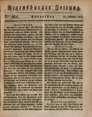 Regensburger Zeitung Donnerstag 24. Oktober 1816