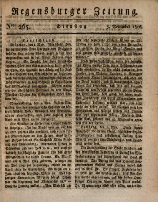 Regensburger Zeitung Dienstag 5. November 1816