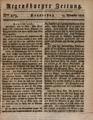 Regensburger Zeitung Donnerstag 14. November 1816