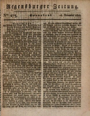 Regensburger Zeitung Samstag 16. November 1816