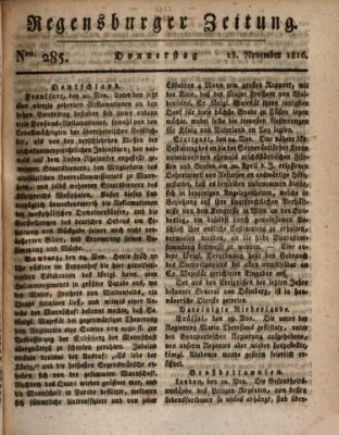 Regensburger Zeitung Donnerstag 28. November 1816