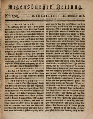 Regensburger Zeitung Samstag 21. Dezember 1816