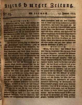 Regensburger Zeitung Mittwoch 15. Januar 1817