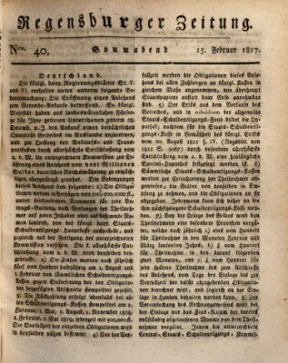 Regensburger Zeitung Samstag 15. Februar 1817