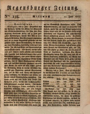 Regensburger Zeitung Mittwoch 11. Juni 1817