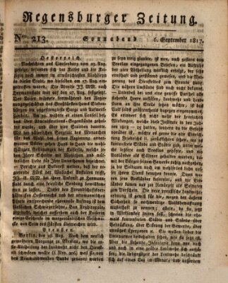 Regensburger Zeitung Samstag 6. September 1817