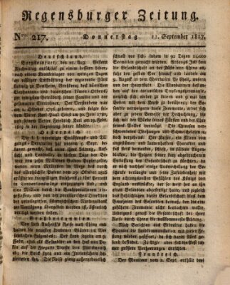 Regensburger Zeitung Donnerstag 11. September 1817