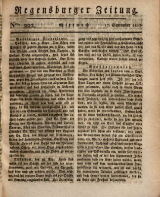 Regensburger Zeitung Mittwoch 17. September 1817