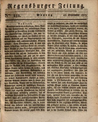 Regensburger Zeitung Montag 29. September 1817