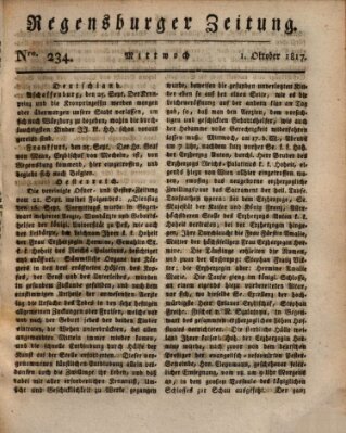 Regensburger Zeitung Mittwoch 1. Oktober 1817