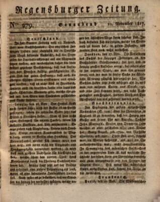 Regensburger Zeitung Samstag 22. November 1817