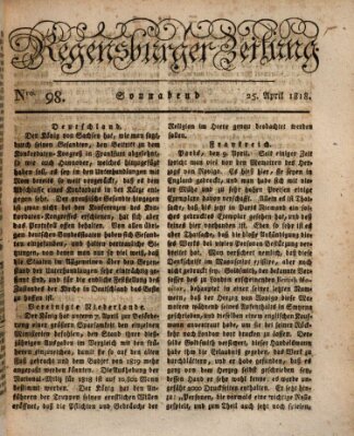 Regensburger Zeitung Samstag 25. April 1818