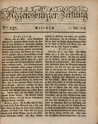 Regensburger Zeitung Mittwoch 10. Juni 1818