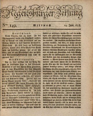 Regensburger Zeitung Mittwoch 24. Juni 1818