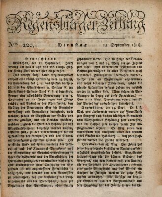 Regensburger Zeitung Dienstag 15. September 1818