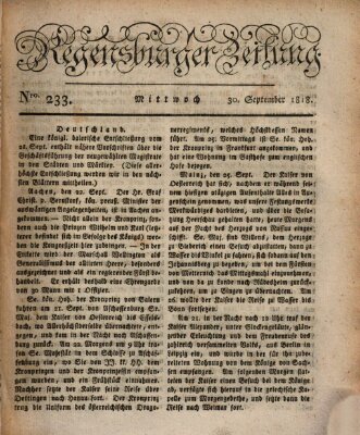 Regensburger Zeitung Mittwoch 30. September 1818