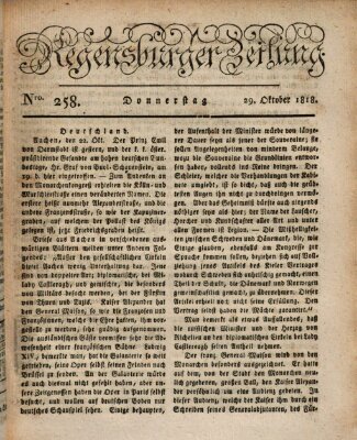 Regensburger Zeitung Donnerstag 29. Oktober 1818