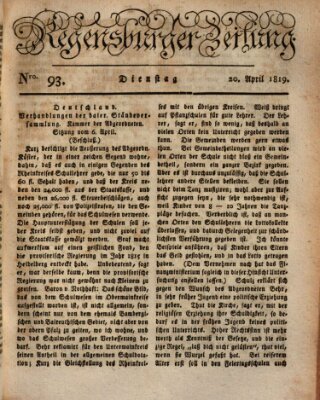 Regensburger Zeitung Dienstag 20. April 1819