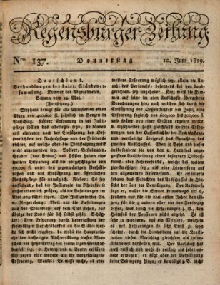 Regensburger Zeitung Donnerstag 10. Juni 1819