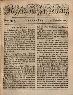 Regensburger Zeitung Donnerstag 9. September 1819