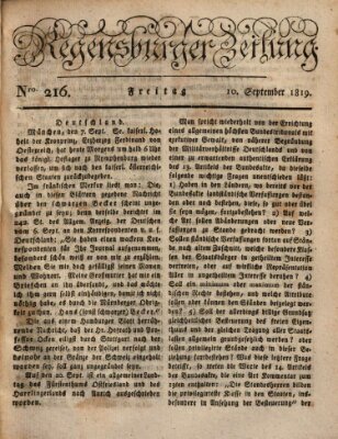 Regensburger Zeitung Freitag 10. September 1819