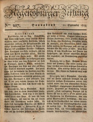 Regensburger Zeitung Samstag 11. September 1819